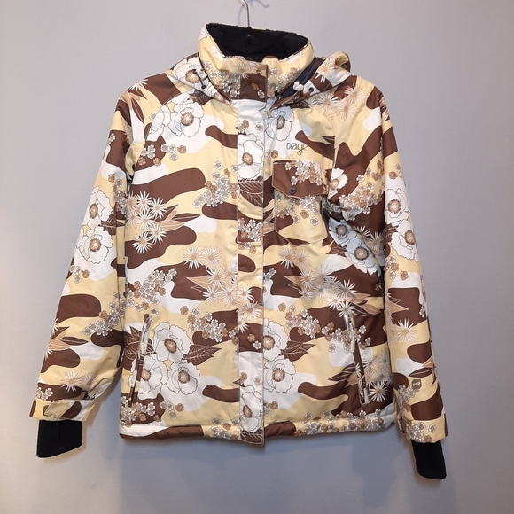 ❌SOLD❌ Camo Floral Hooded Ski Jacket Girls Youth Insulated Snowboarding Coat - Picture 7 of 15